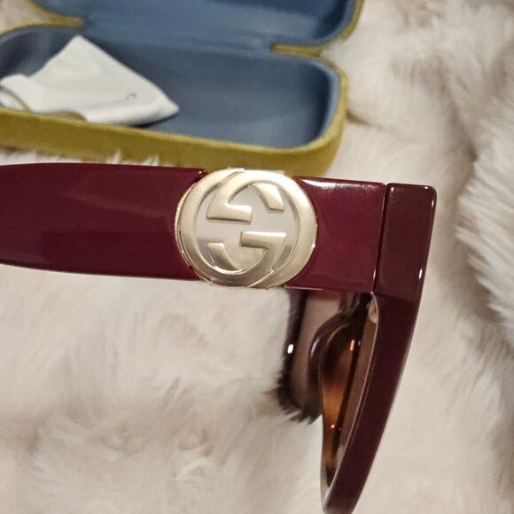 Burgundy/tortoise Gucci Sunglasses - Picture 3 of 5